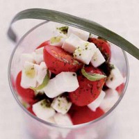 Duo de tomates cerises au chèvre et herbes fraîches